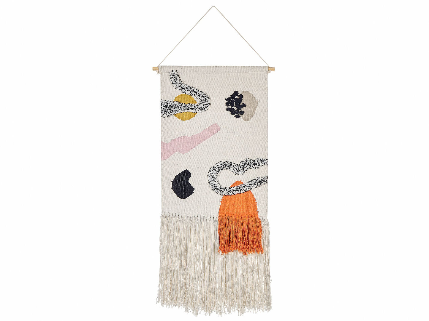 Wall Hanging 44 x 123cm Handwoven Multicolour Cotton Polyester Tassels Geometric Decor