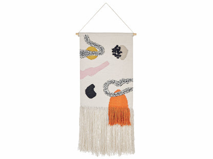 Wall Hanging 44 x 123cm Handwoven Multicolour Cotton Polyester Tassels Geometric Decor