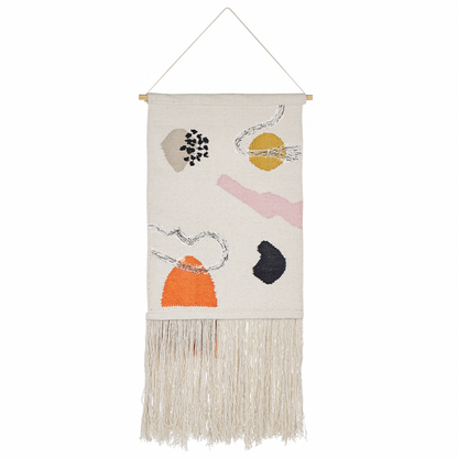 Wall Hanging 44 x 123cm Handwoven Multicolour Cotton Polyester Tassels Geometric Decor