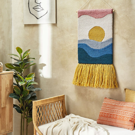Handwoven Multicolor Wall Hanging 46 x 108cm Tassels