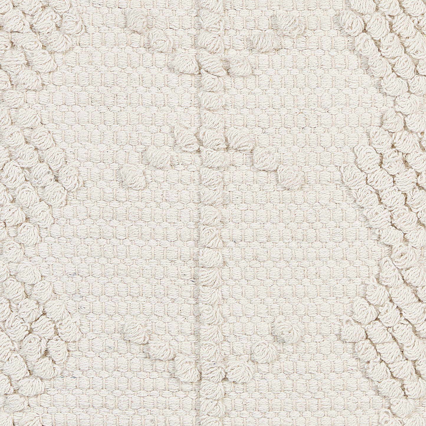 Pouffe White Cotton 40 x 40cm Geometric Knitted Pattern