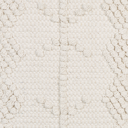 Pouffe White Cotton 40 x 40cm Geometric Knitted Pattern