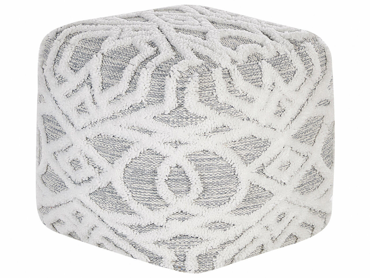 Pouffe 40 x 40cm Grey White Geometric Knitted Pattern
