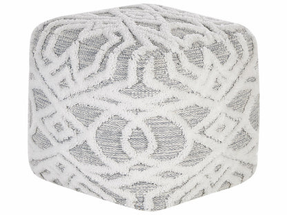 Pouffe 40 x 40cm Grey White Geometric Knitted Pattern