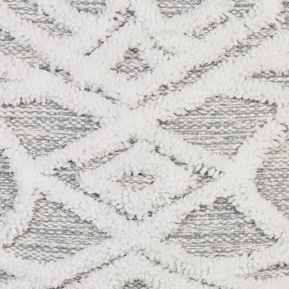 Pouffe 40 x 40cm Grey White Geometric Knitted Pattern