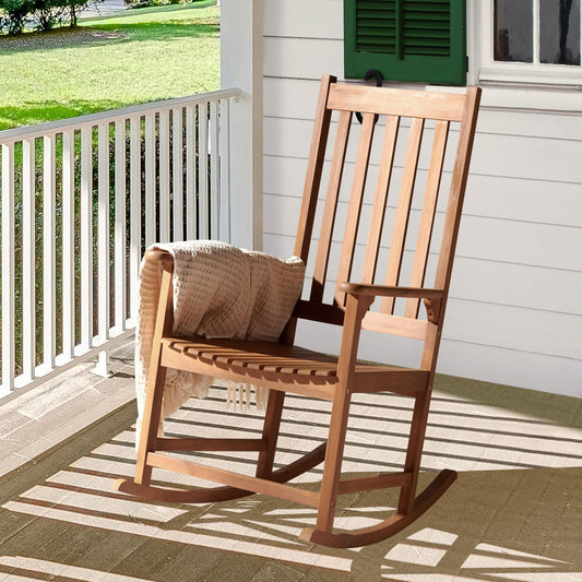 Rustic Acacia Rocking Chair Light Brown 66 X 77 X 110cm