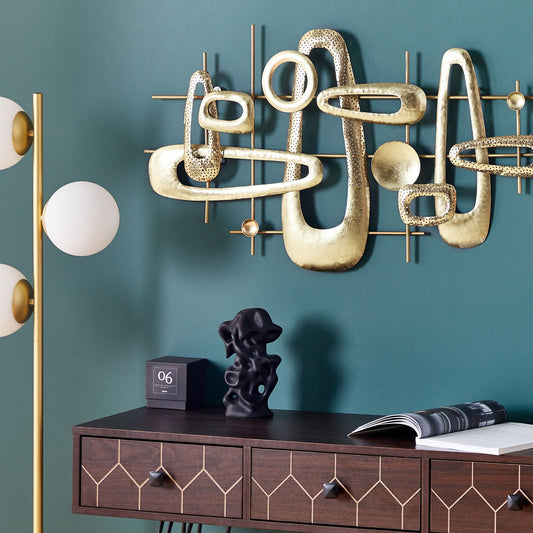 Gold Iron Geometric Wall Sculpture Modern Glam Decor