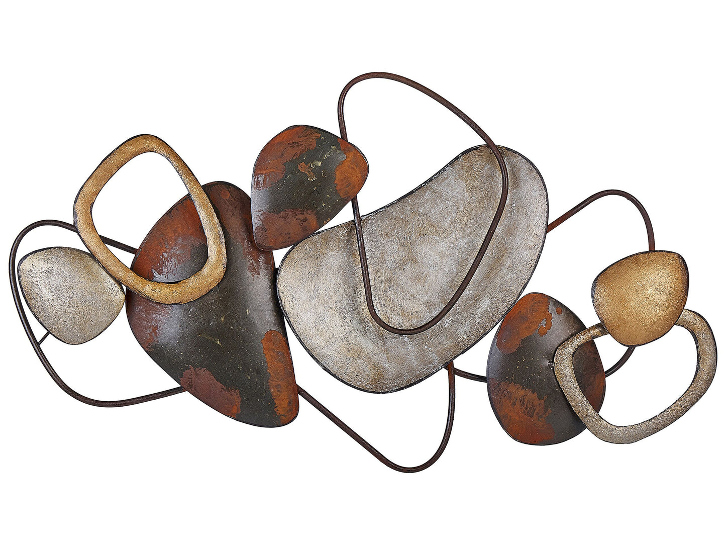 Brown Iron Geometric Wall Sculpture Abstract