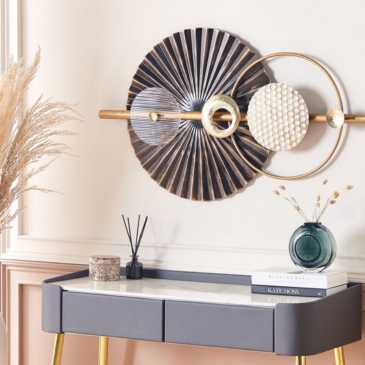 Geometric Black Gold Iron Wall Sculpture Modern Glam