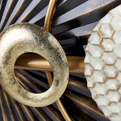 Geometric Black Gold Iron Wall Sculpture Modern Glam