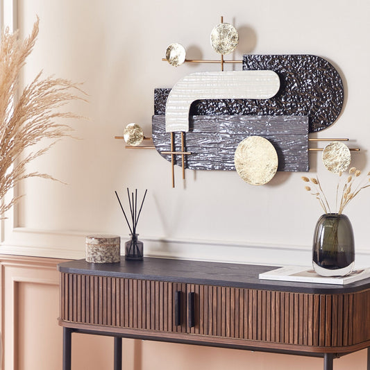 Geometric Wall Art Black Gold Iron Sculpture