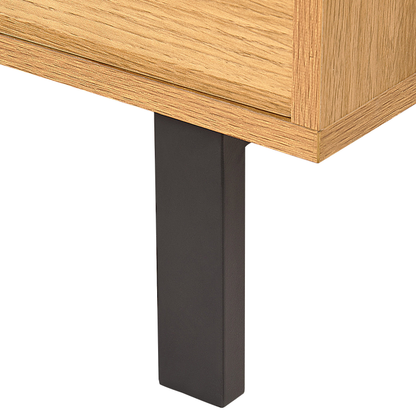 TV Stand 66Inch IndustrialStyle LightBrown Black DoorsDrawer
