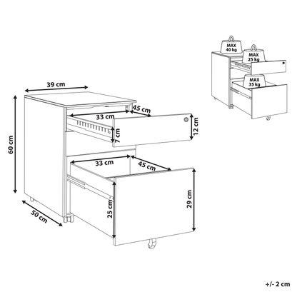 Light Blue Steel 3 Drawer Key Locked Storage With Castors