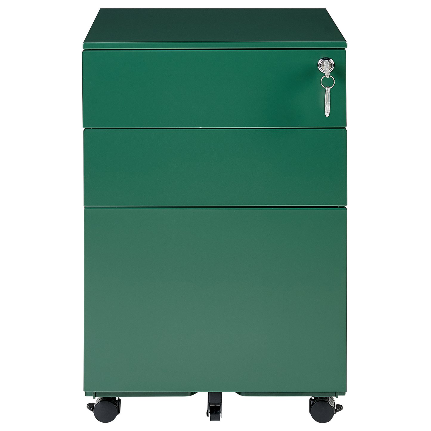 Green Steel 3 Drawer Locking Office Storage Unit Castors