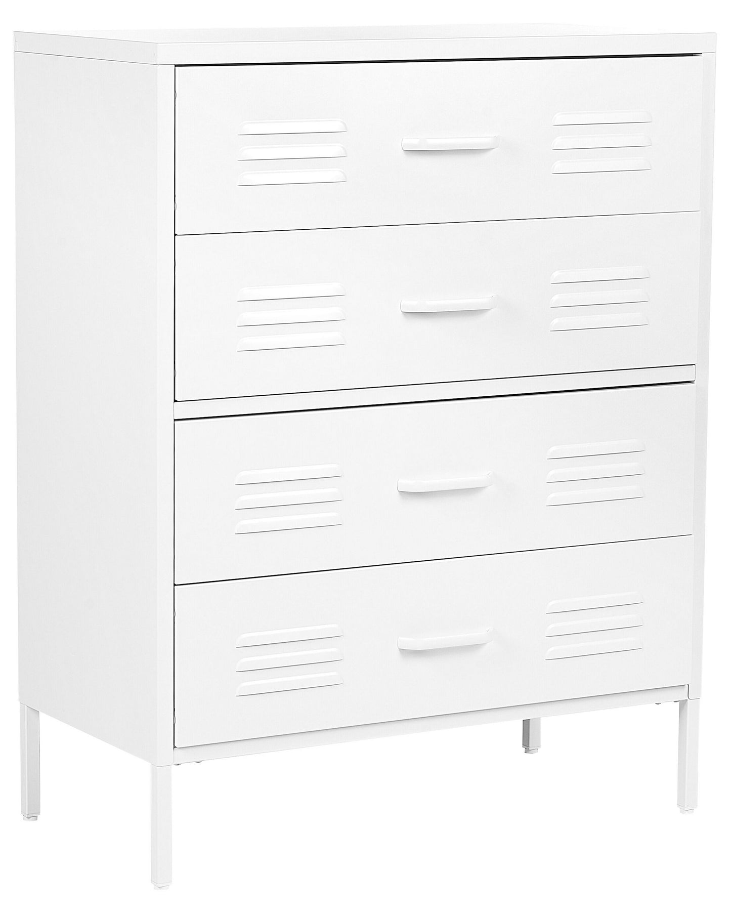 4 Drawer White Metal Chest Industrial Style Storage