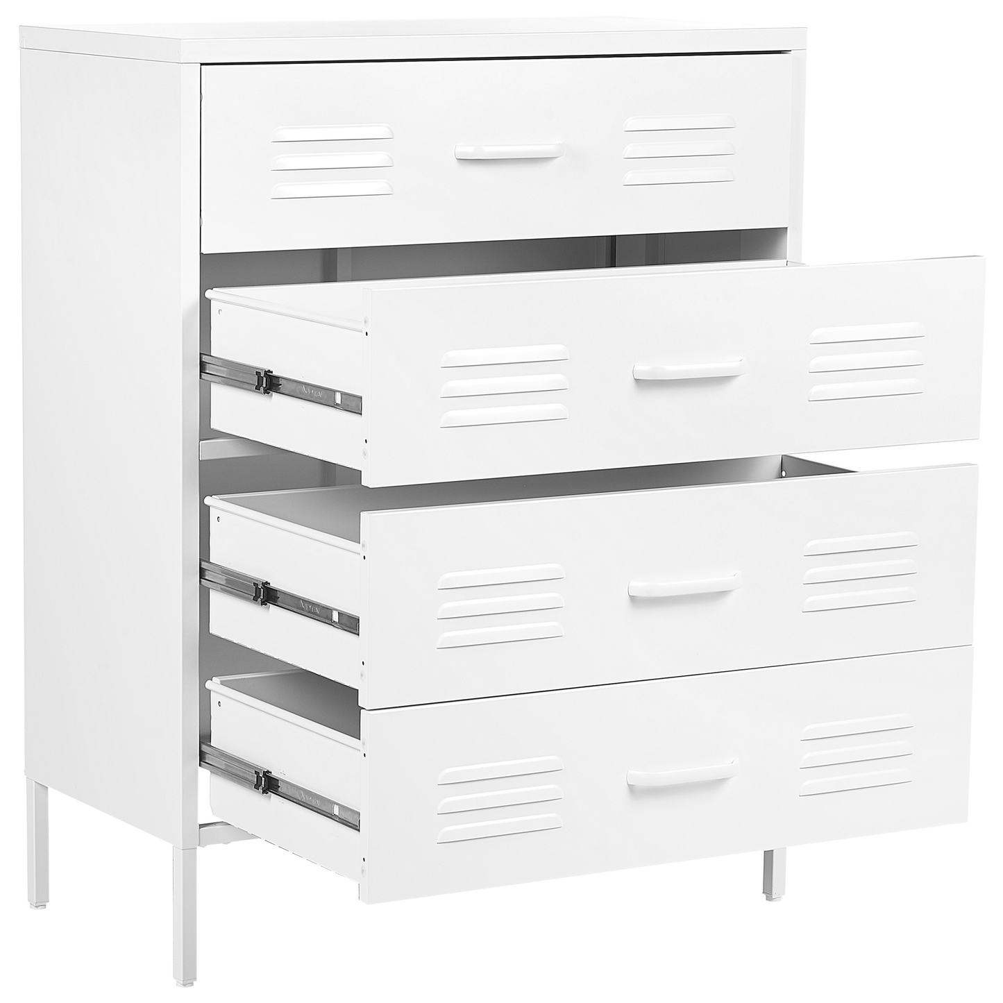 4 Drawer White Metal Chest Industrial Style Storage
