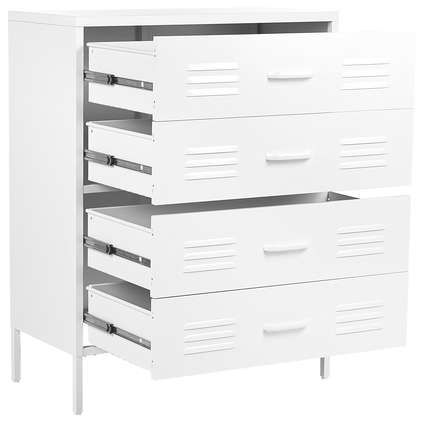 4 Drawer White Metal Chest Industrial Style Storage