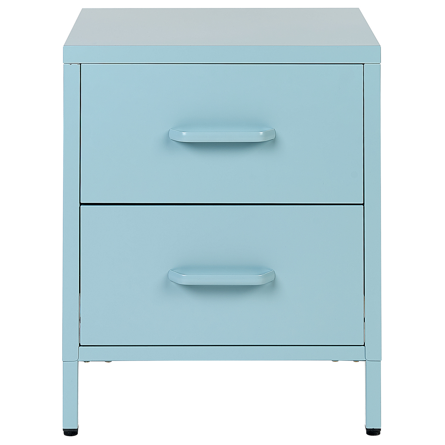 Bedside Table Nightstand Light Blue Steel 2 Drawers