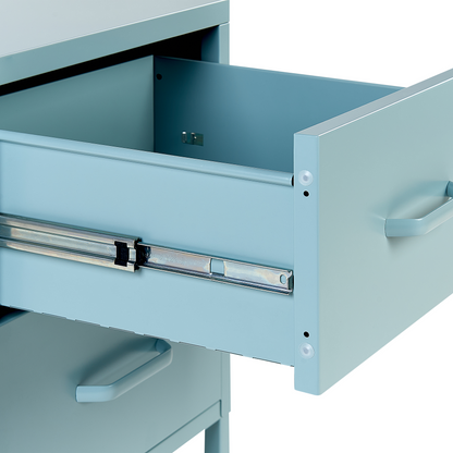 Bedside Table Nightstand Light Blue Steel 2 Drawers