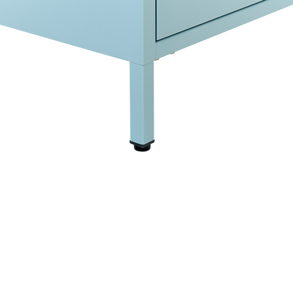 Bedside Table Nightstand Light Blue Steel 2 Drawers