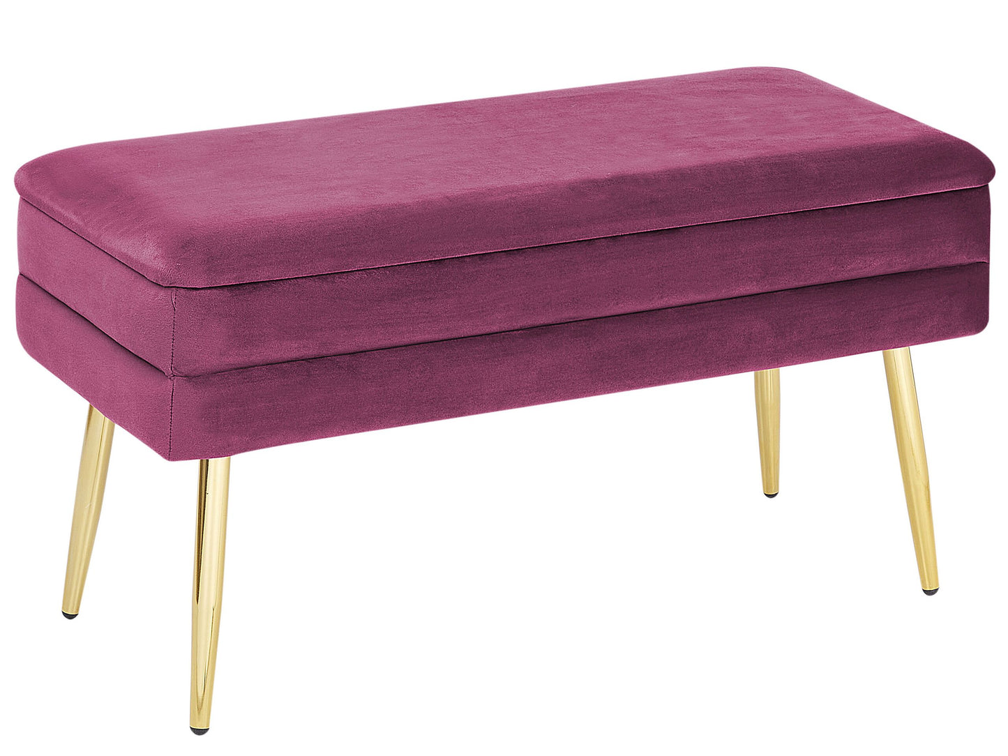 Design Burgundy Velvet Bedroom Storage Bench With Gold Legs