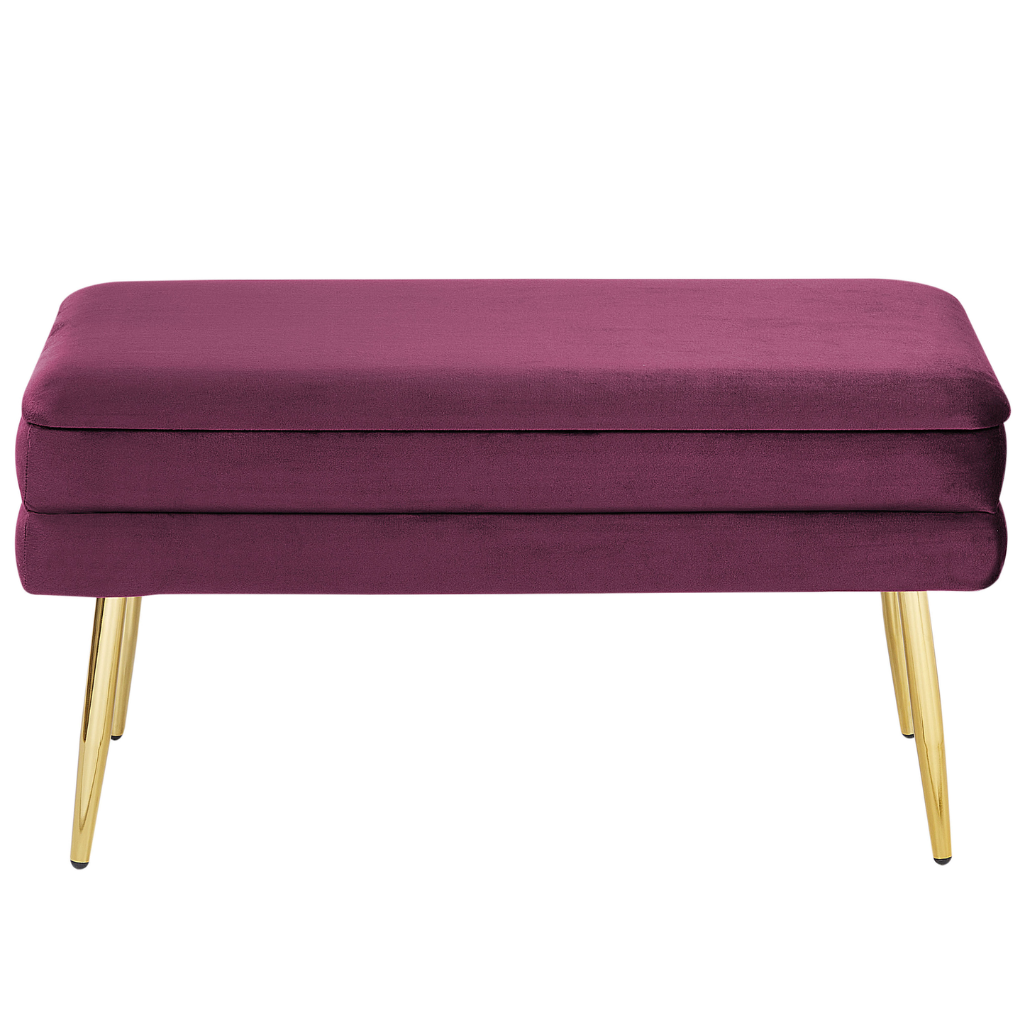 Design Burgundy Velvet Bedroom Storage Bench With Gold Legs