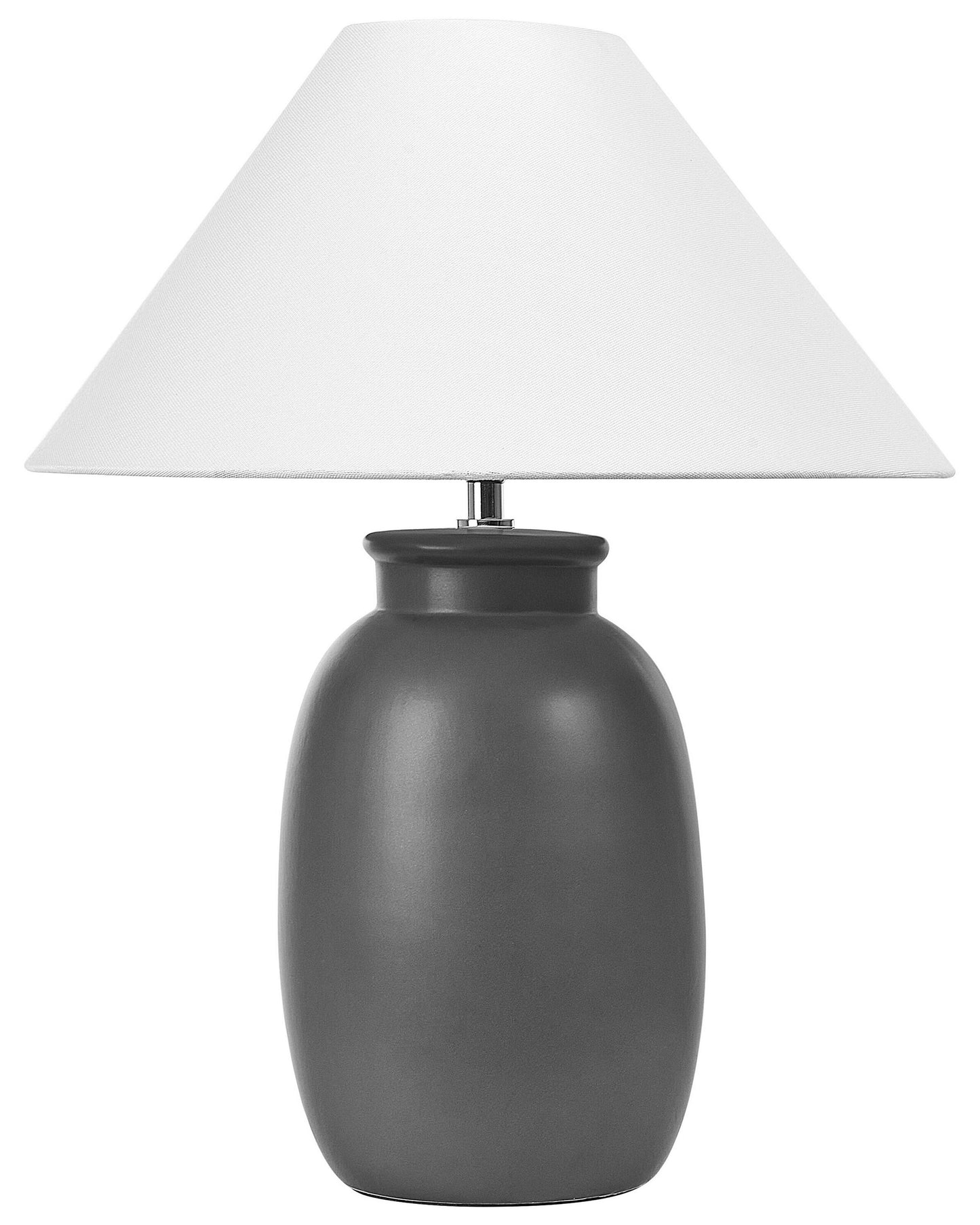 Table Lamp Black Ceramic White Cone Shade 53cm Handmade