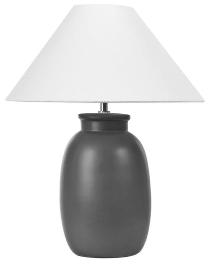 Table Lamp Black Ceramic White Cone Shade 53cm Handmade