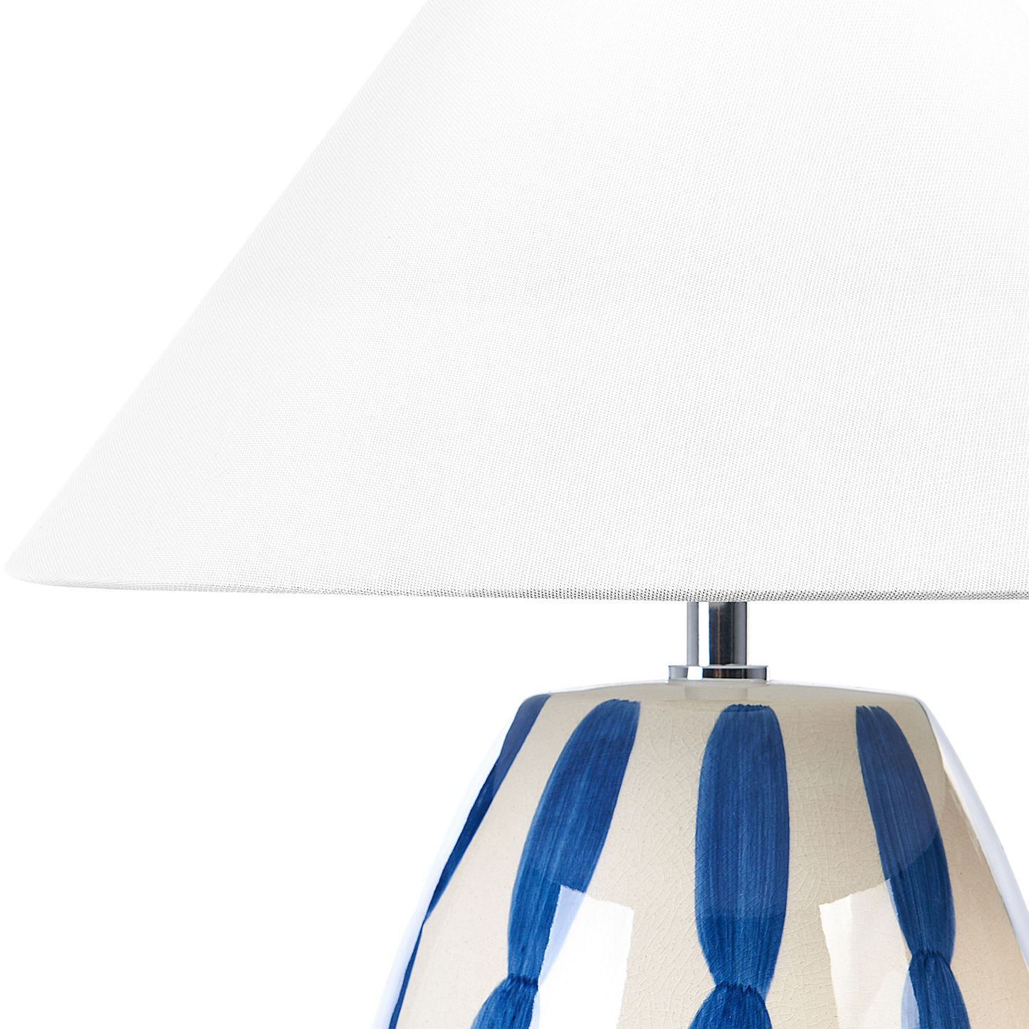 Ceramic Table Lamp 41cm Beige Blue White Cone Shade Handmade