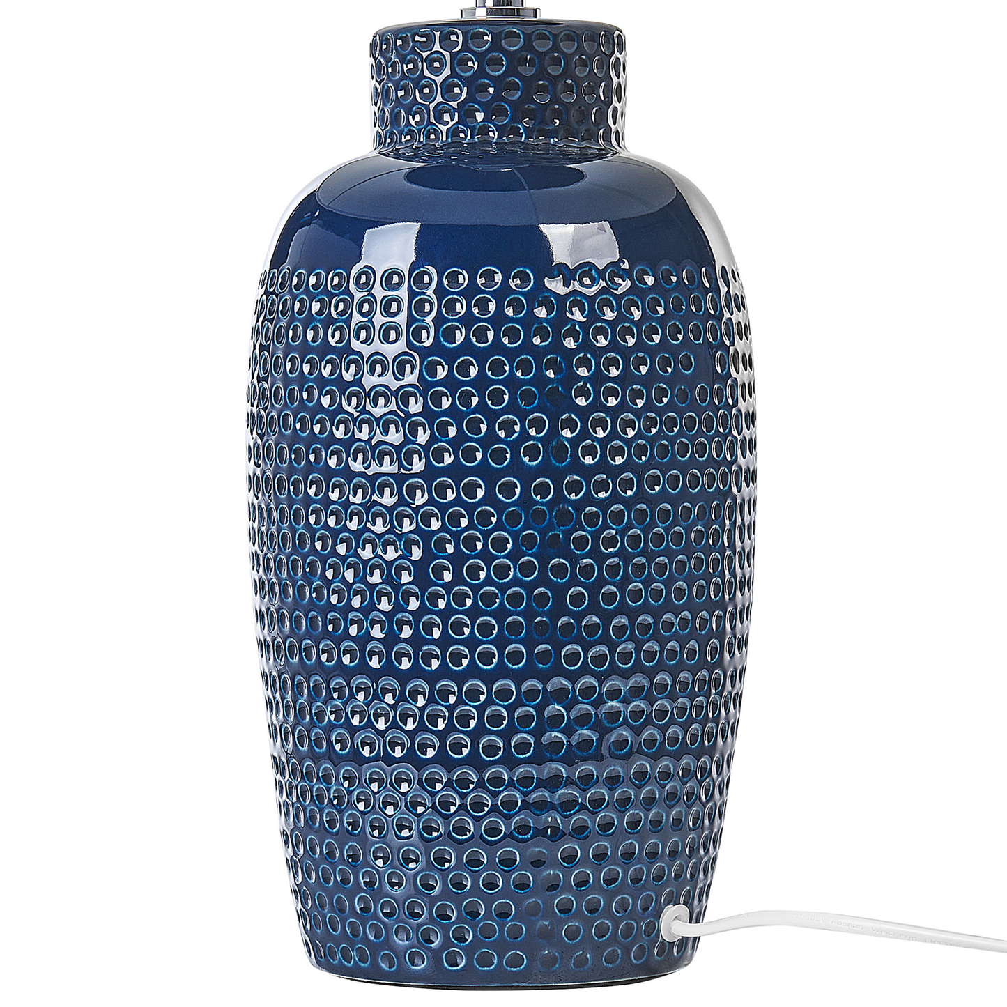 Navy Ceramic Table Lamp 53cm White Drum Shade Handmade