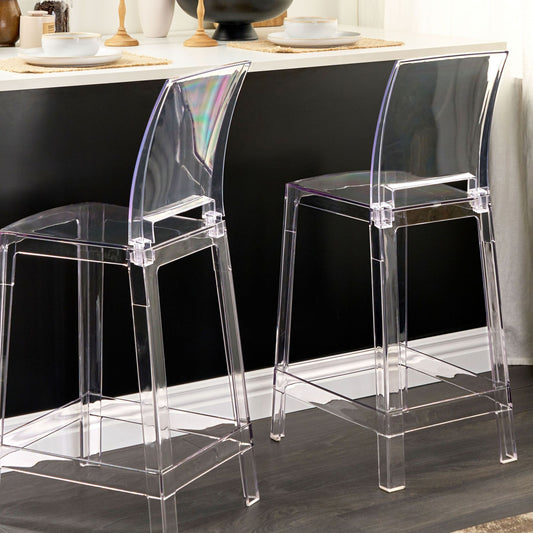 Transparent Bar Stools Set of 2 99cm Tall
