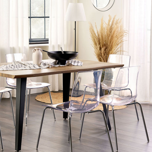 Transparent Dining Chairs Set of 2 With Metal Legs