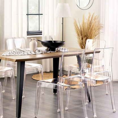 Transparent Dining Chairs Set of 2 Armless Stackable Modern Clear Plastic Lightweight