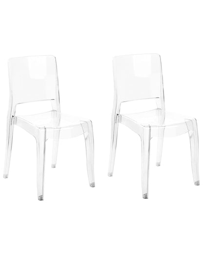 Transparent Dining Chairs Set of 2 Armless Stackable Modern Clear Plastic Lightweight