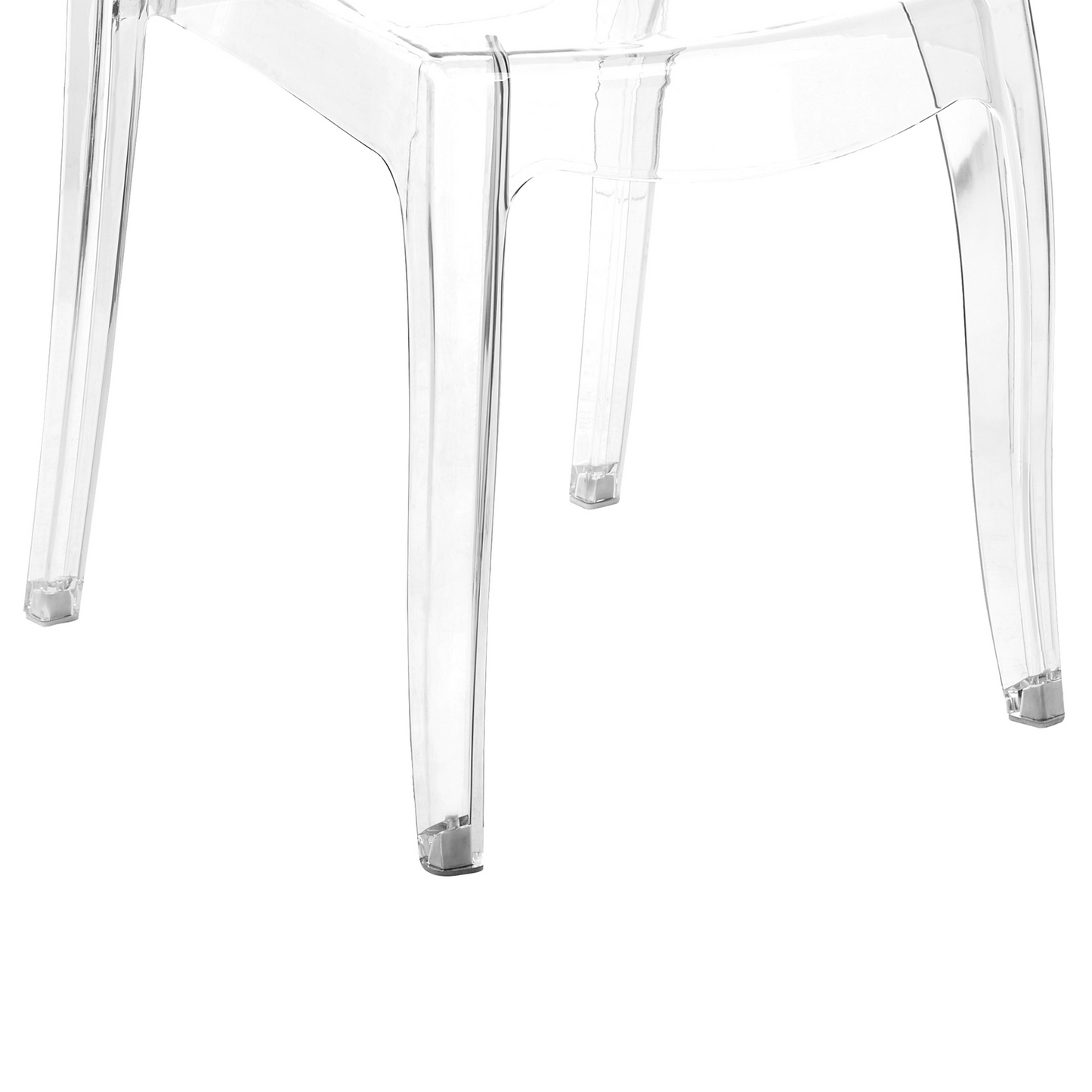 Transparent Dining Chairs Set of 2 Armless Stackable Modern Clear Plastic Lightweight