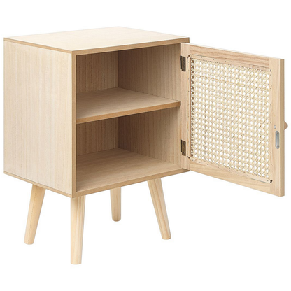 BohoNest Paulownia Nightstand With Rattan Front Drawer