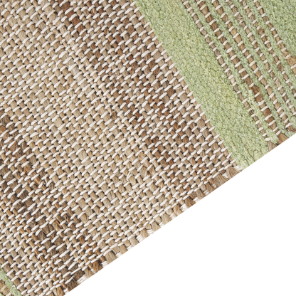 Beige And Green Jute Area Rug 160 x 230 Handwoven Tassels