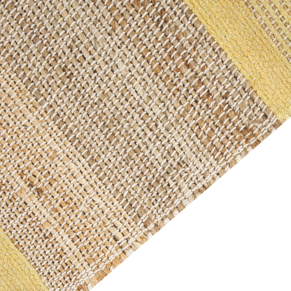 Handwoven Jute Dhurrie Rug Tassels Beige Yellow 160 x 230