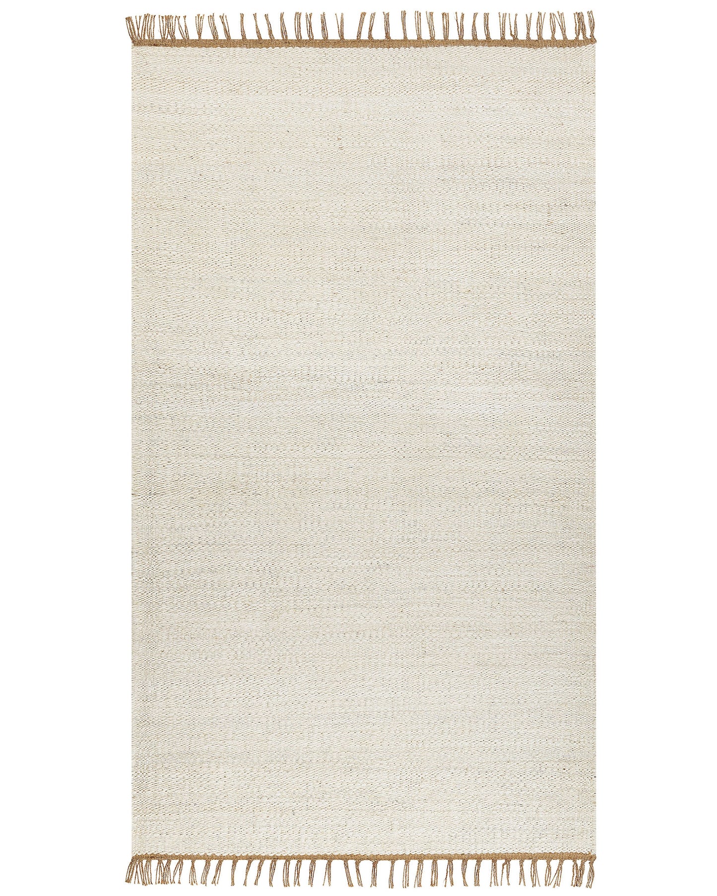 Jute Area Rug Light Beige 80 x 150 Tassels Handwoven