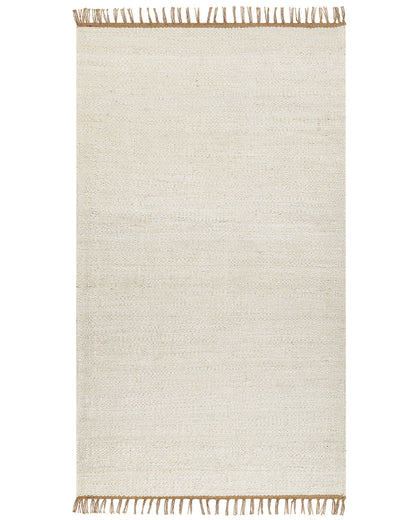 Jute Area Rug Light Beige 80 x 150 Tassels Handwoven