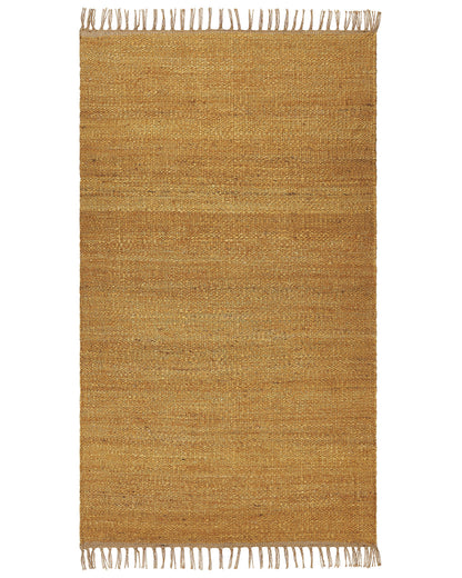 Mustard Jute Area Rug 80 x 150cm Handwoven Tassels