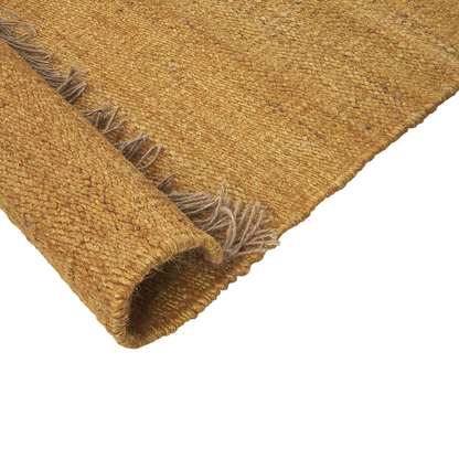 Mustard Jute Area Rug 80 x 150cm Handwoven Tassels