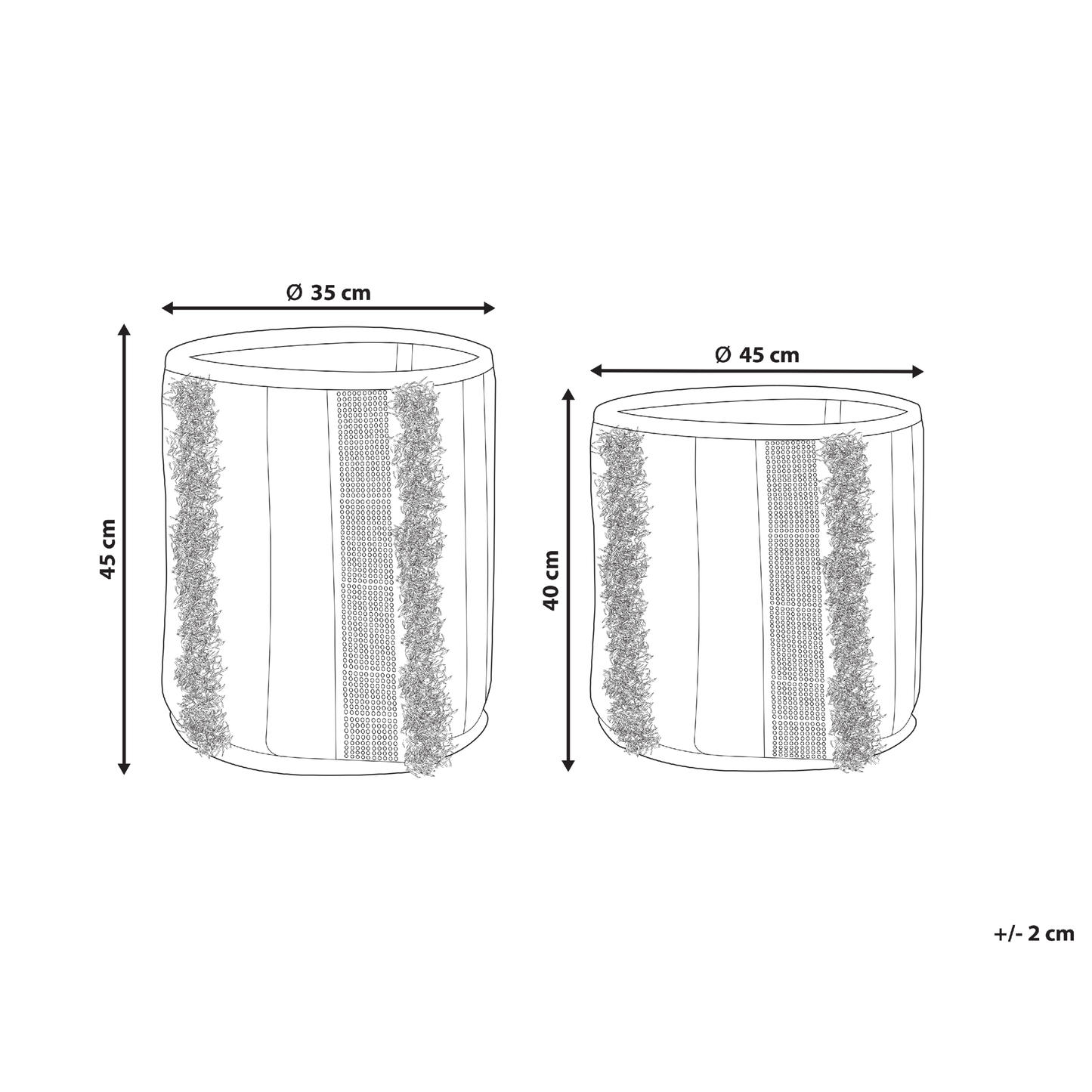 Cotton Storage Baskets Set Of 2 Beige Grey 40 45cm