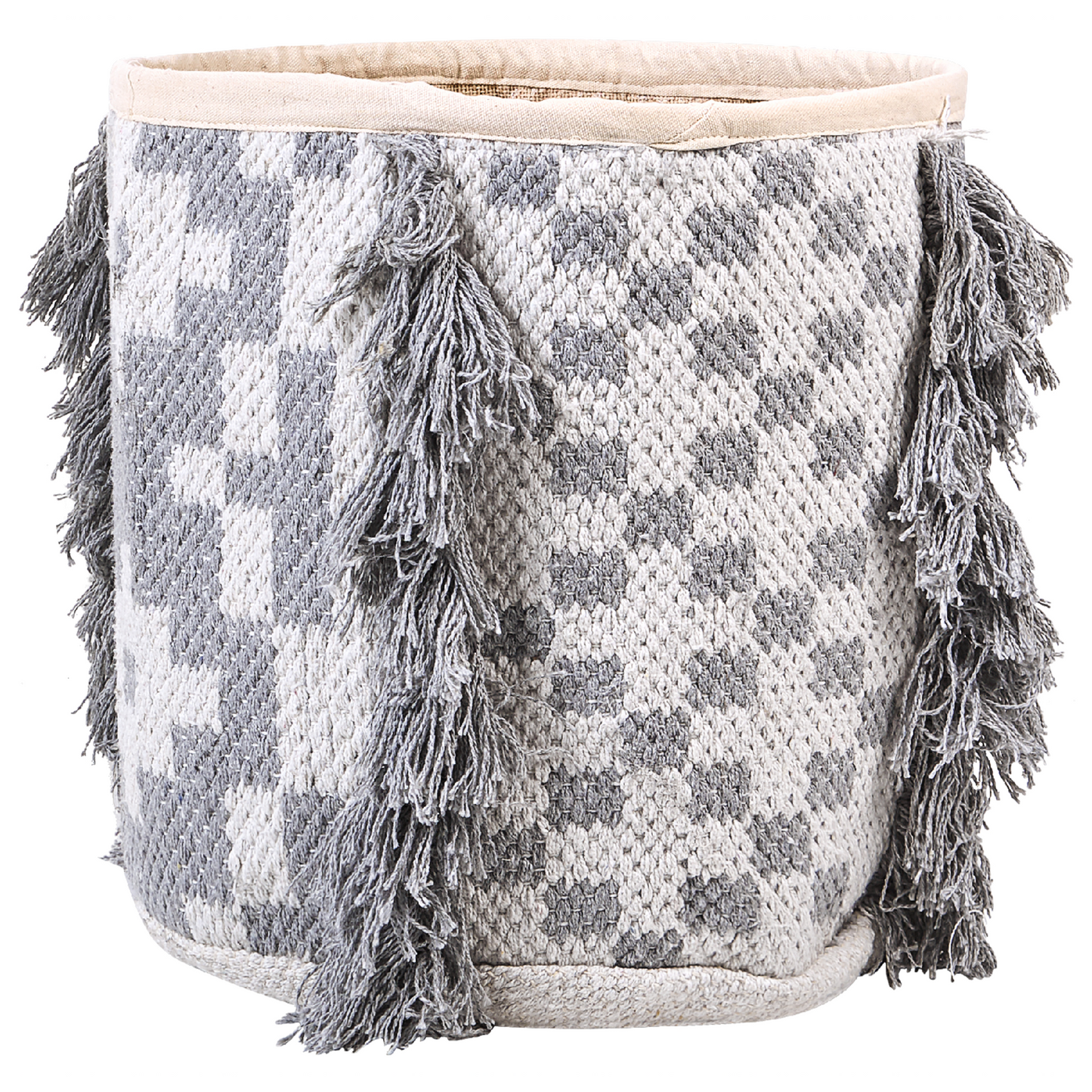 Cotton Storage Baskets Set Of 2 Off White Grey 40/45cm