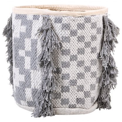 Cotton Storage Baskets Set Of 2 Off White Grey 40/45cm