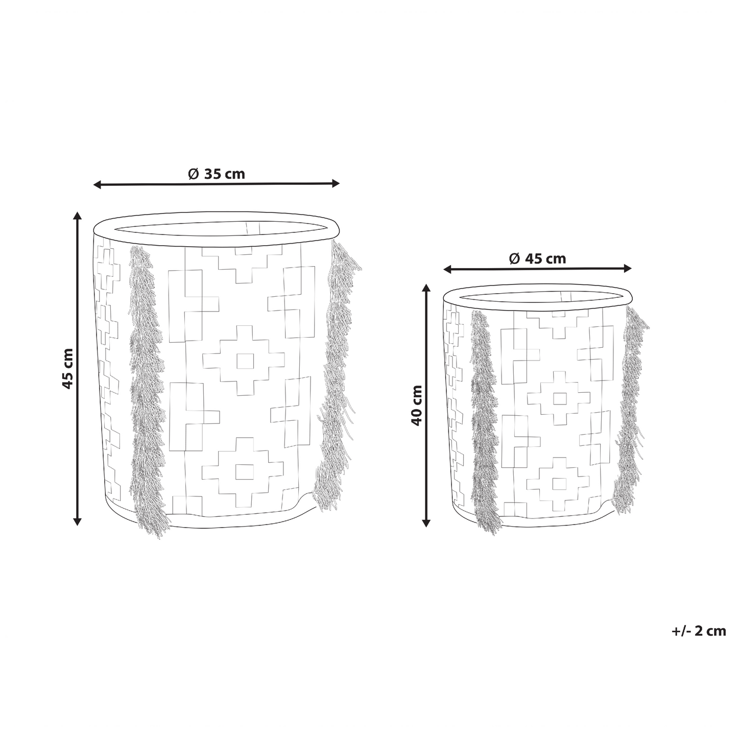 Cotton Storage Baskets Set Of 2 Off White Grey 40/45cm