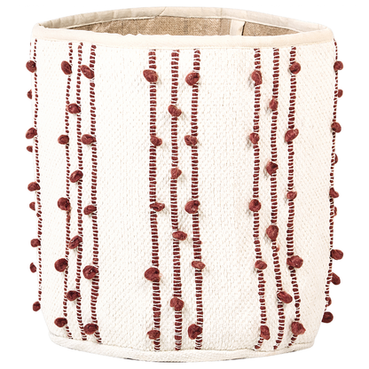 Set Of 2 Cotton Storage Baskets Beige Red Striped 40 45cm