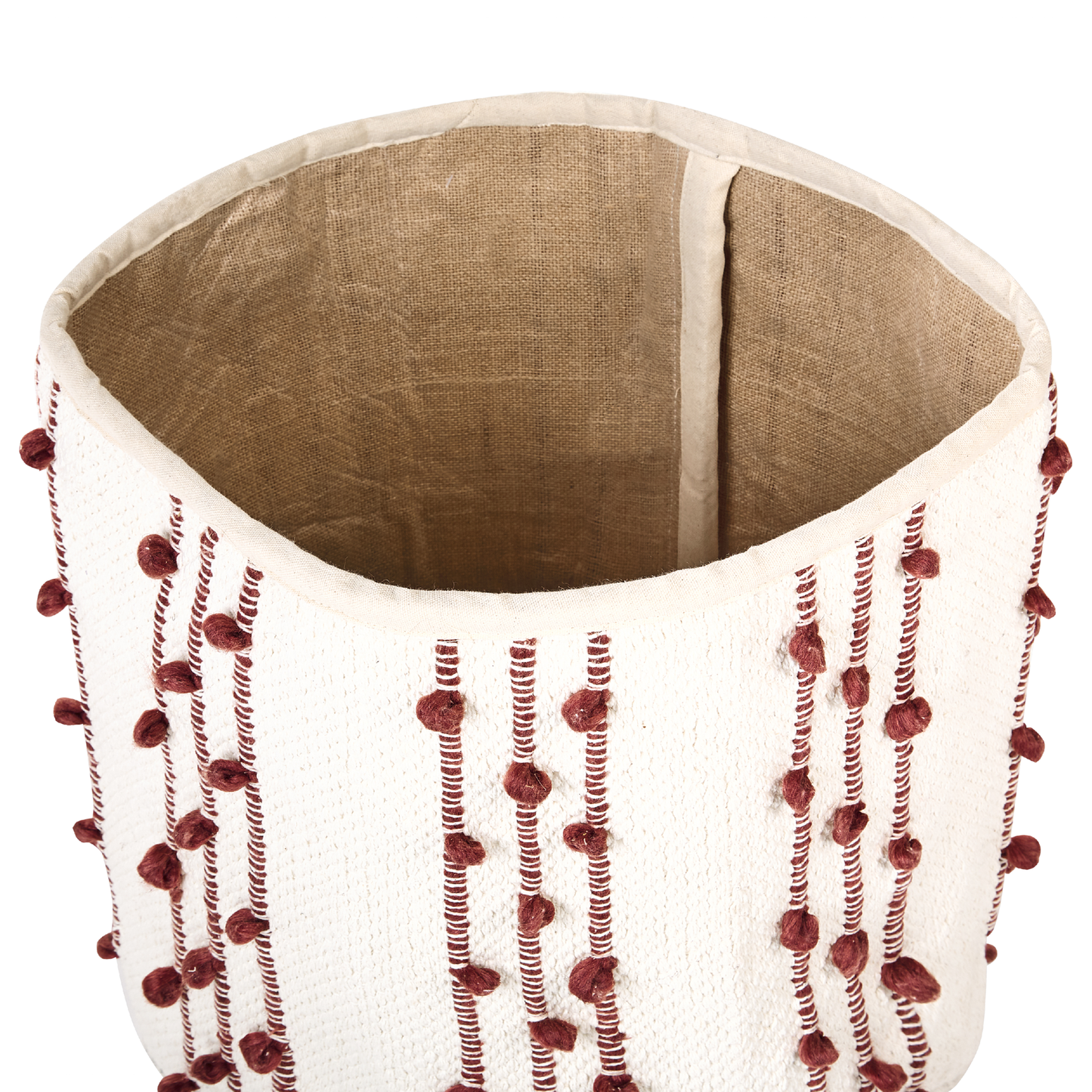 Set Of 2 Cotton Storage Baskets Beige Red Striped 40 45cm