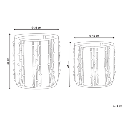 Set Of 2 Cotton Storage Baskets Beige Red Striped 40 45cm