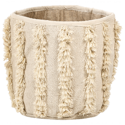 Set of 2 Storage Boxes Beige Cotton Laundry Baskets 40 45cm